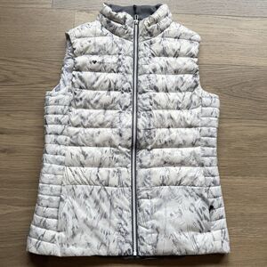 Obermeyer Jacket Women Medium Nieve Down Vest Puffer Gray White Skiing Snow